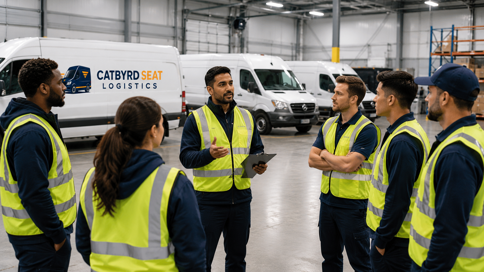 Catbyrd Seat Logistics delivery associates preparing for the day